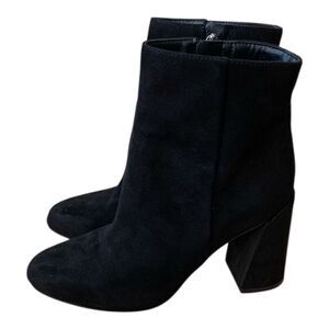 Nine West Heeled Faux Suede Ankle Booties Black- Women's Size 6